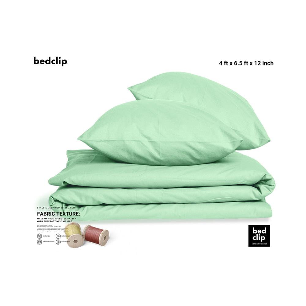 ชุดผ้าปูที่นอน 4 ฟุต 2 ชิ้น BED CLIP MICROTEX สี LIGHT GREEN