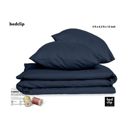 ชุดผ้าปูที่นอน 4 ฟุต 2 ชิ้น BED CLIP MICROTEX สี DARK BLUE_1