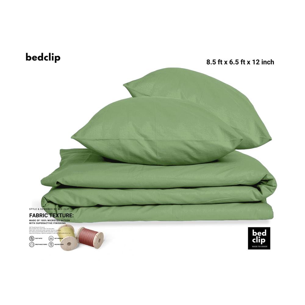 ชุดผ้าปูที่นอน 8.5 ฟุต 3 ชิ้น BED CLIP MICROTEX สี GREEN