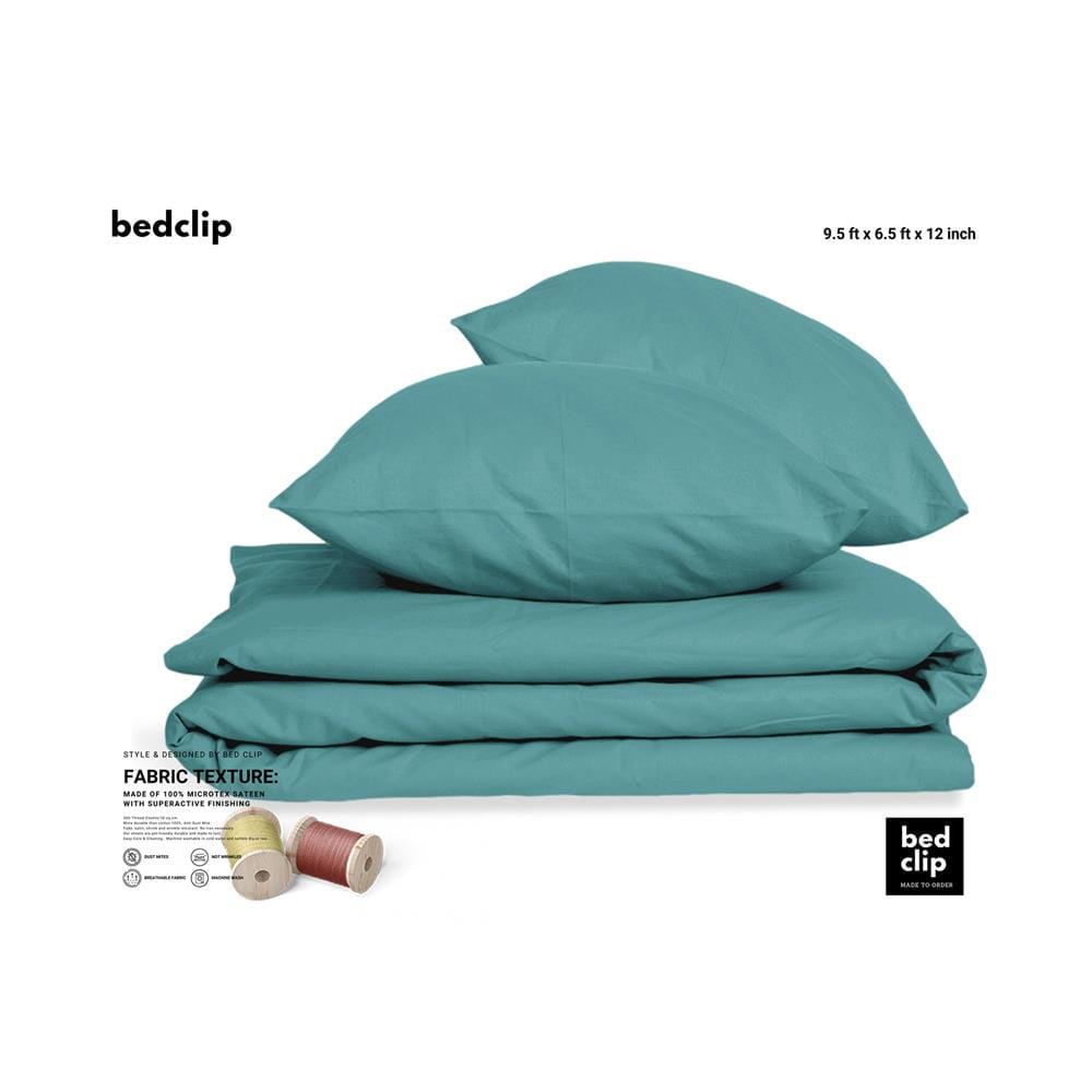 ชุดผ้าปูที่นอน 9.5 ฟุต 3 ชิ้น BED CLIP MICROTEX สี BLUE/GREEN SEA