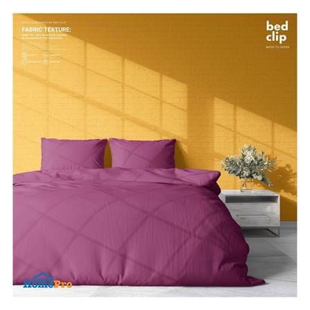 ชุดผ้าปูที่นอน 9.5 ฟุต 3 ชิ้น BED CLIP MICROTEX สี DARK PINK_0