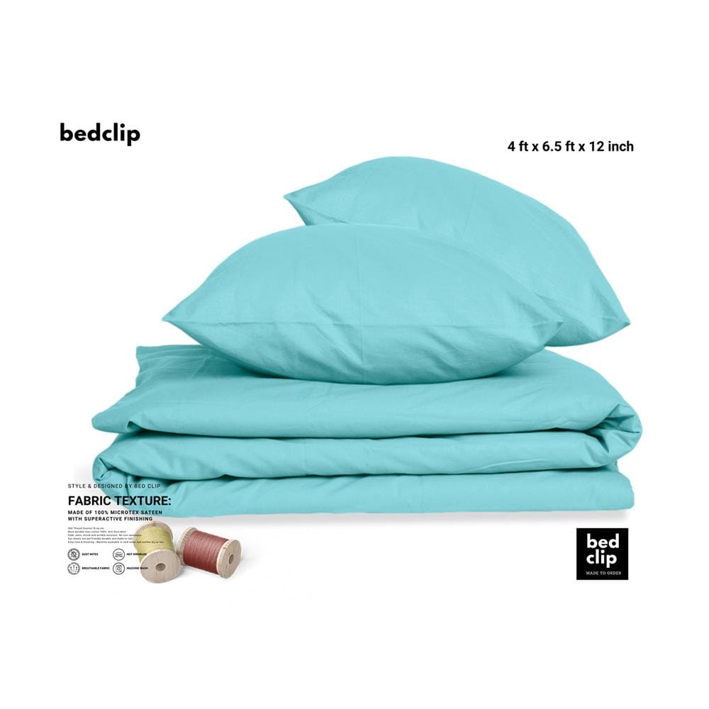 ชุดผ้าปูที่นอน 4 ฟุต 2 ชิ้น BED CLIP MICROTEX สี BLUE