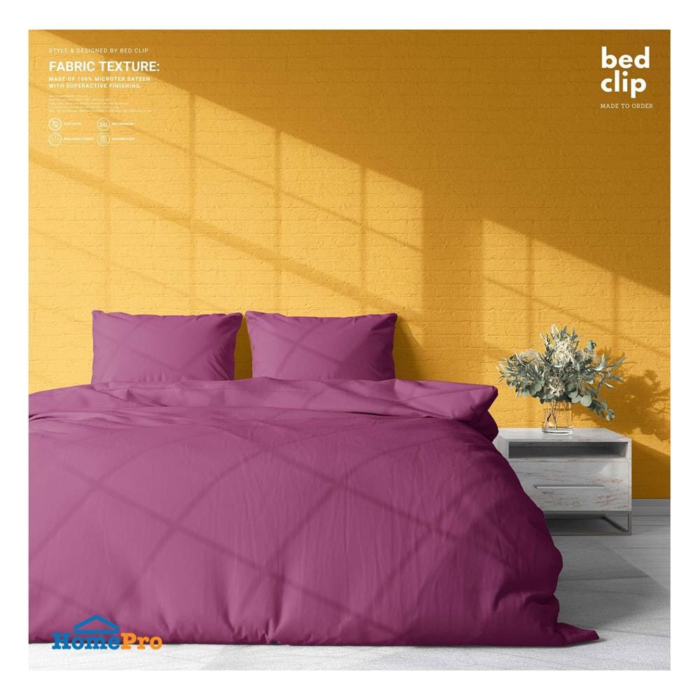ผ้าปูที่นอน 8 ฟุต BED CLIP MICROTEX สี DARK PINK