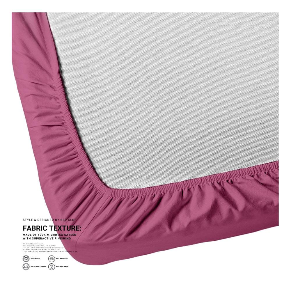 ผ้าปูที่นอน 8 ฟุต BED CLIP MICROTEX สี DARK PINK
