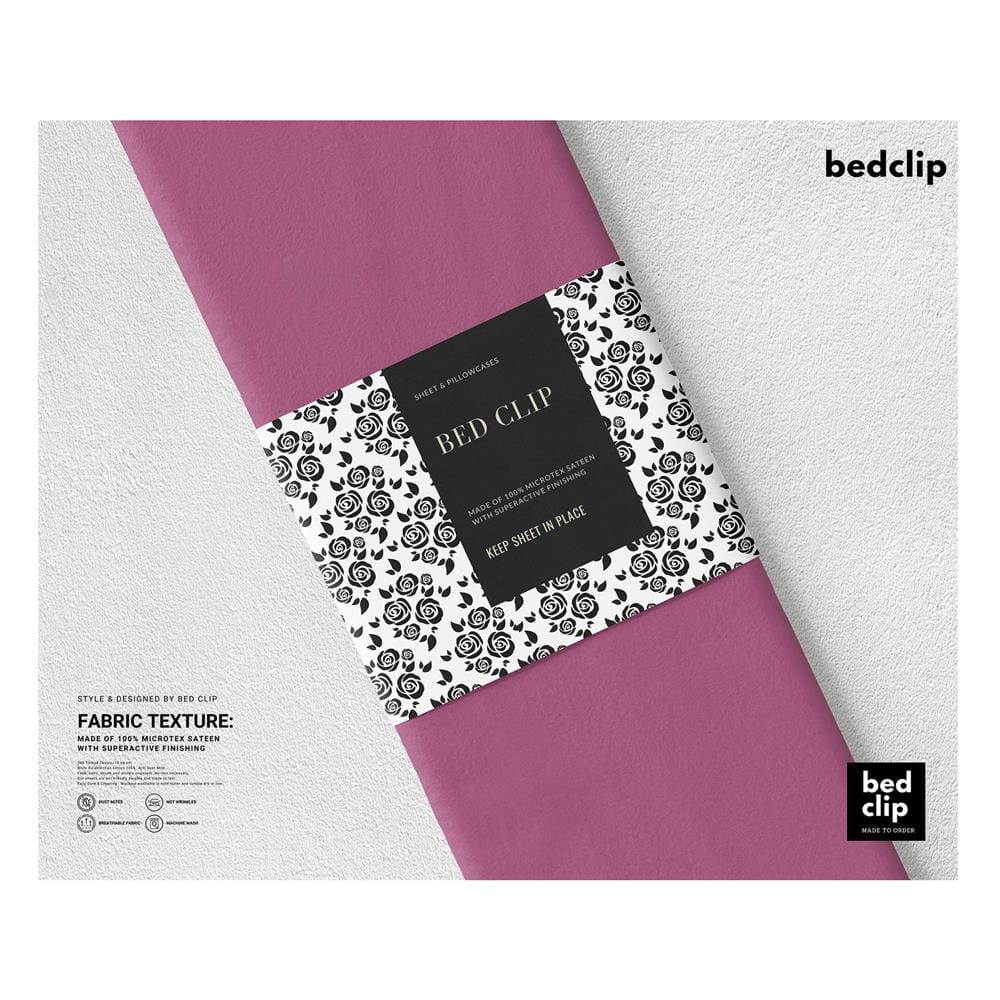 ผ้าปูที่นอน 8 ฟุต BED CLIP MICROTEX สี DARK PINK