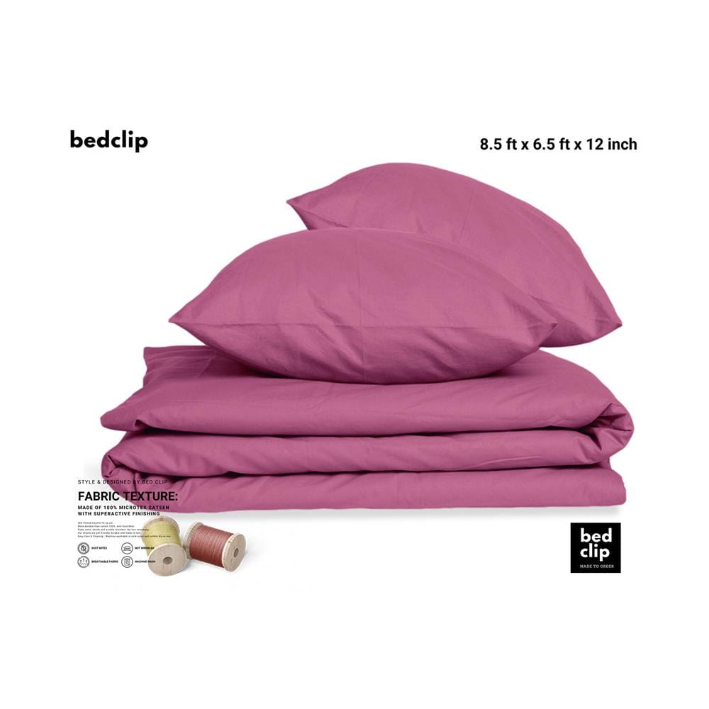 ผ้าปูที่นอน 8.5 ฟุต 3 ชิ้น BED CLIP MICROTEX สี DARK PINK