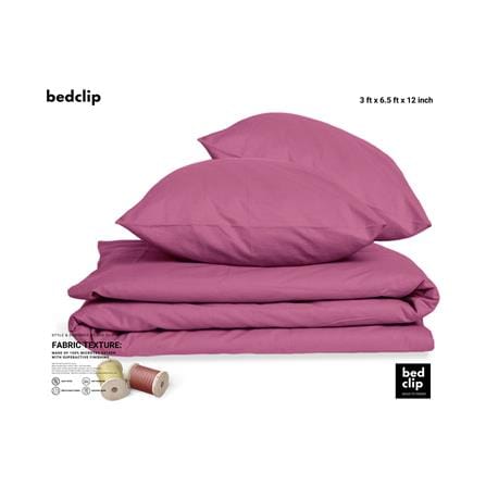 ชุดผ้าปูที่นอน 3 ฟุต 2 ชิ้น BED CLIP MICROTEX สี DARK PINK_1