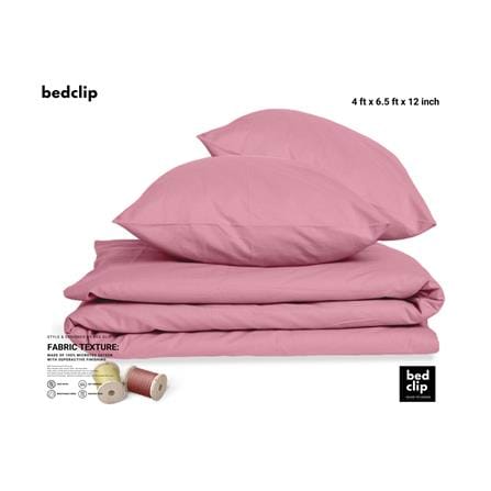 ชุดผ้าปูที่นอน 4 ฟุต 2 ชิ้น BED CLIP MICROTEX สี PINK_1