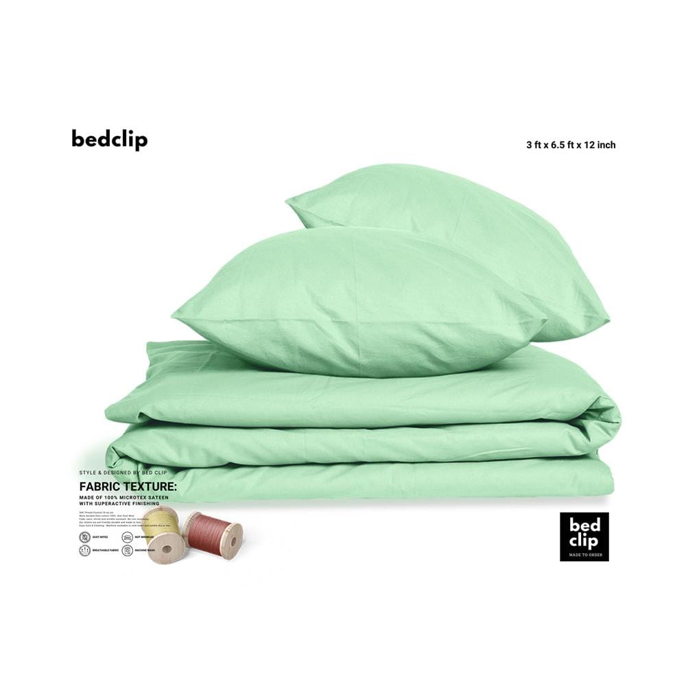 ชุดผ้าปูที่นอน 3 ฟุต 2 ชิ้น BED CLIP MICROTEX สี LIGHT GREEN