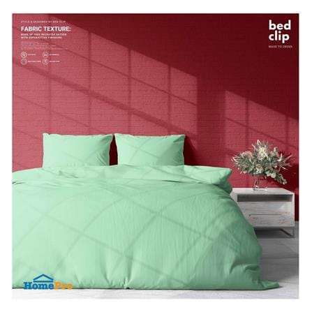 ชุดผ้าปูที่นอน 7 ฟุต 3 ชิ้น BED CLIP MICROTEX LIGHT สี LIGHT GREEN