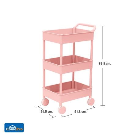 ชั้นวางของ 3 ชั้น มีล้อ STACKO 51.8x34.5x89.8 ซม. สีชมพู_8