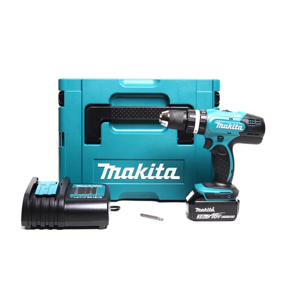 สว่านกระแทกไร้สาย (พร้อมแบตเตอรี่+กล่อง MAKPAC) MAKITA DHP453SF1J&nbsp;18 โวลต์