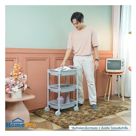 ชั้นวางของ 3 ชั้น มีล้อ STACKO 49.8x33x81 ซม. สีเทา_7