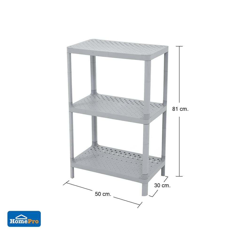 ชั้นวางของ 3 ชั้น STACKO MONO 50x30x81 ซม. สีเทา