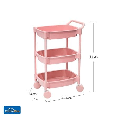 ชั้นวางของ 3 ชั้น มีล้อ STACKO 49.8x33x81 ซม. สีชมพู_8