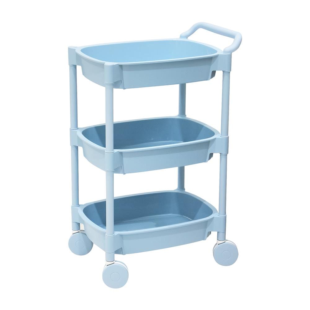 ชั้นวางของ 3 ชั้น มีล้อ STACKO 49.8x33x81 ซม. สีฟ้า