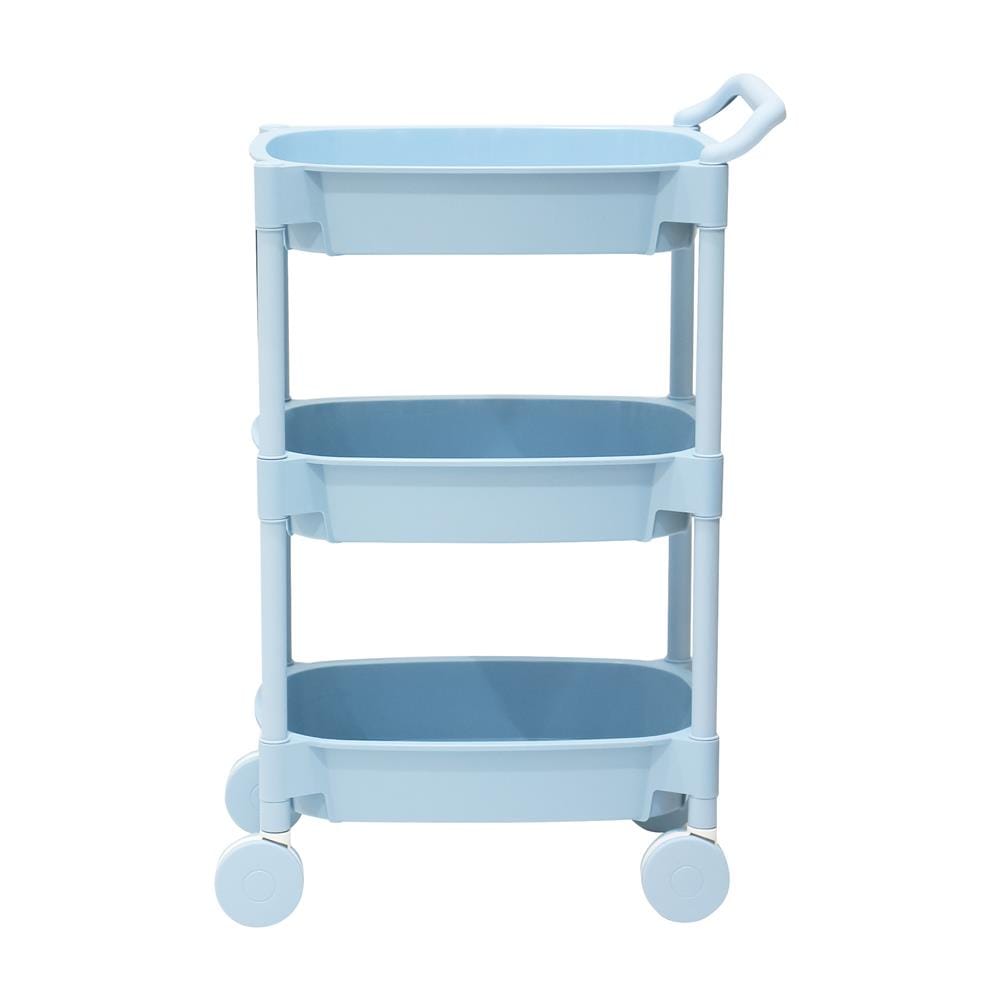 ชั้นวางของ 3 ชั้น มีล้อ STACKO 49.8x33x81 ซม. สีฟ้า