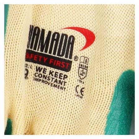 ถุงมือผ้าฝ้ายเคลือบยางธรรมชาติ YAMADA L105GR 9 นิ้ว SIZE L สีเขียว_2