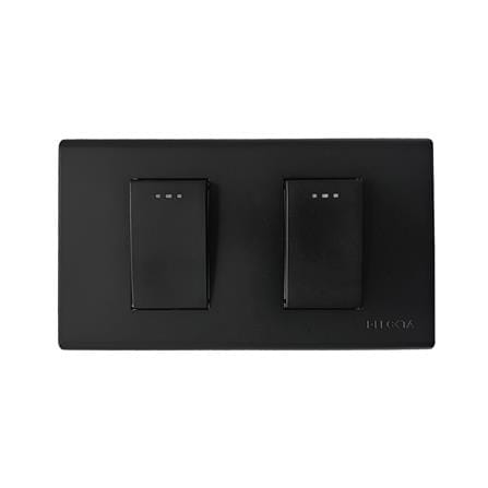 ชุดสวิตช์ 1 ทาง 2 ช่อง ELECKTA BASIC สีดำ