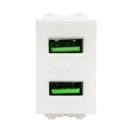 เต้ารับ USB 2 ช่อง 2.1 แอมแปร์ ELECKTA BASIC สีขาว