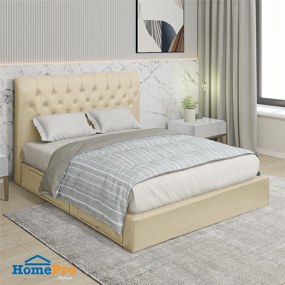 ฐานรองหัวเตียง 6 ฟุต HOME LIVING STYLE ROME-R สีครีม