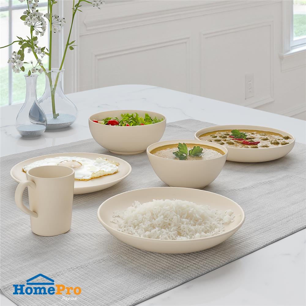 จานลึกเซรามิก 9 นิ้ว KECH LANZO BEIGE