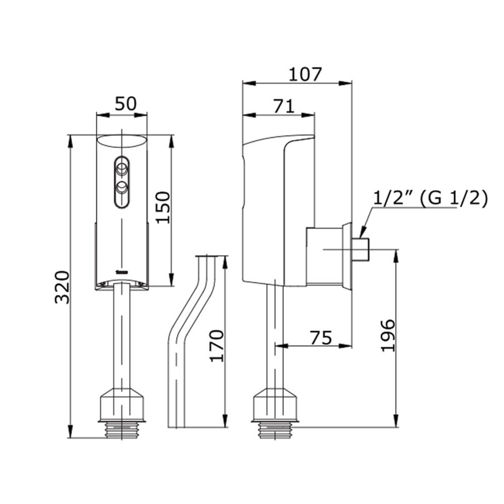 ฟลัชวาล์วโถชายท่อตรงเซนเซอร์ TOTO TS446DCR สีโครม