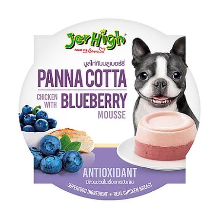 อาหารว่างสุนัข JERHIGH PANNA COTTA CHICKEN WITH BLUEBERRY 70 ก.