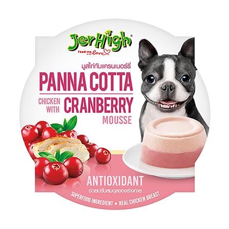 อาหารว่างสุนัข JERHIGH PANNA COTTA CHICKEN WITH CRANBERRY 70 ก.