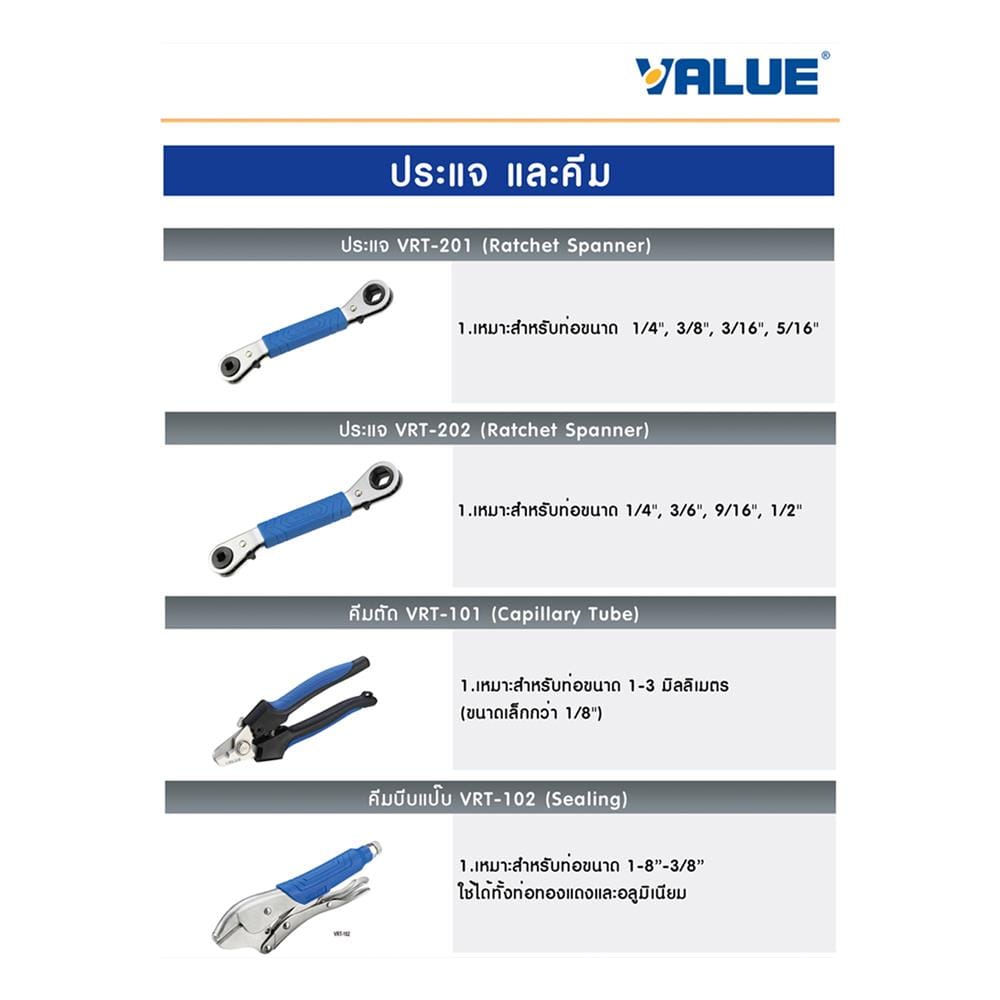 คีมตัดท่อแคปทิ้ว VALUE VRT-101