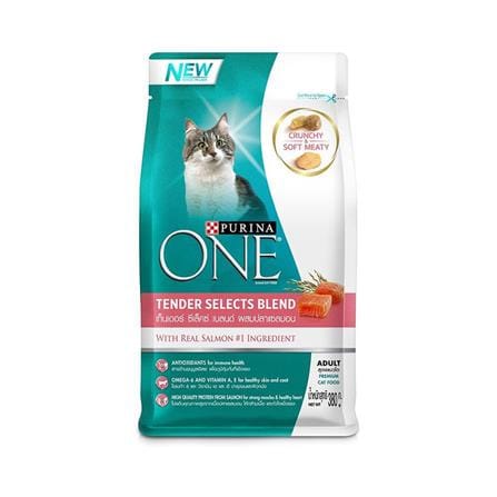 อาหารแมว PURINA ONE TENDER SELECTS BLEND WITH REAL SALMON 380 ก.
