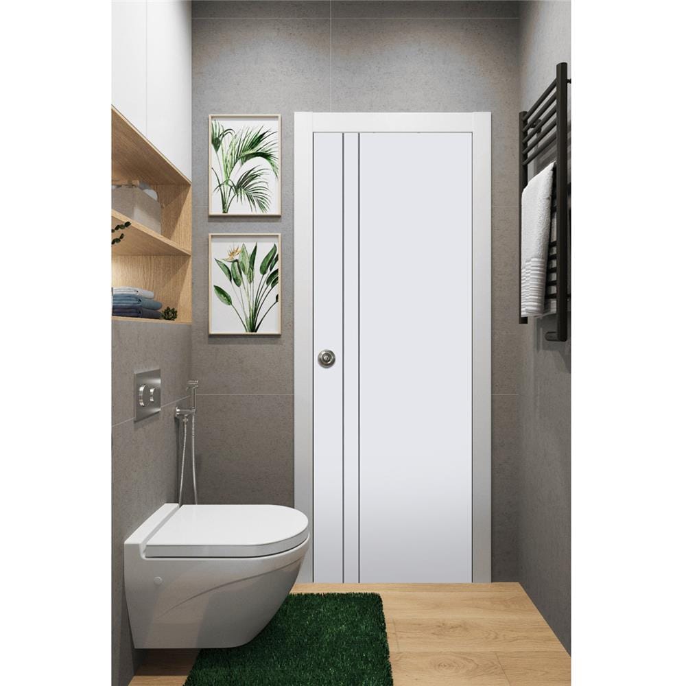 ประตูห้องน้ำ UPVC ECO-DOOR P2 70X200 ซม. สีขาว เจาะลูกบิด