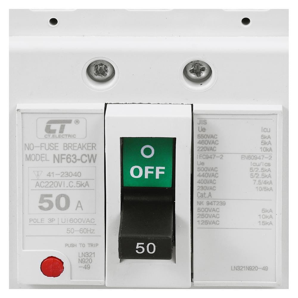 เมนเซอร์กิตเบรกเกอร์ 50 แอมป์ 3 โพล 3 เฟส CT ELECTRIC รุ่น NF63-CW