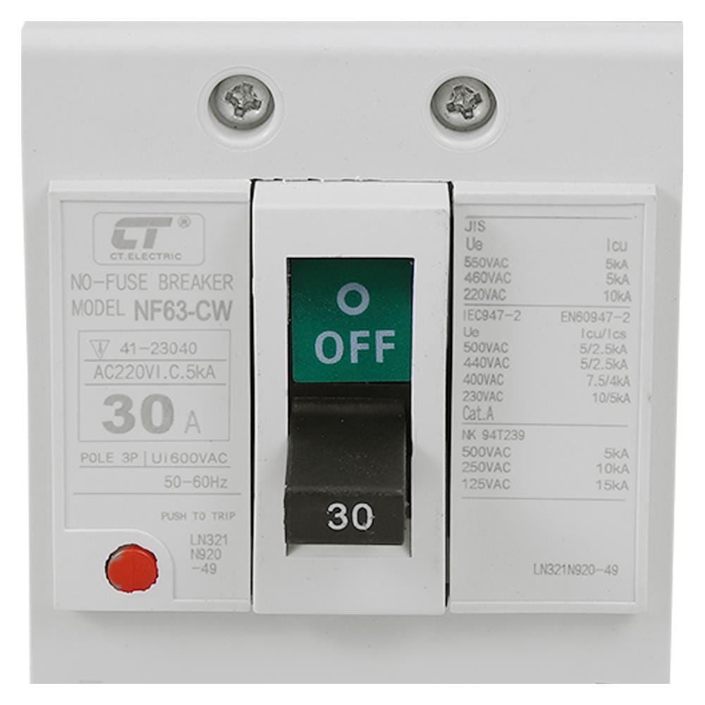 เมนเซอร์กิตเบรกเกอร์ 30 แอมป์ 3 โพล 3 เฟส CT ELECTRIC รุ่น NF63-CW