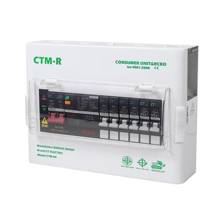 ชุดตู้คอนซูมเมอร์ยูนิต 6 ช่อง 63 แอมป์ พร้อมกันไฟรั่ว/ไฟดูด CT ELECTRIC_1
