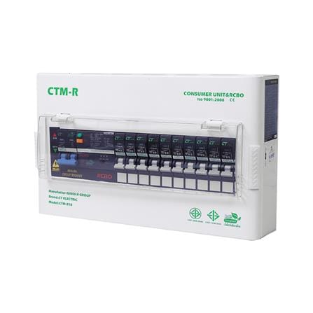 ชุดตู้คอนซูมเมอร์ยูนิต 10 ช่อง 50 แอมป์ พร้อมกันไฟรั่ว/ไฟดูด CT ELECTRIC_1