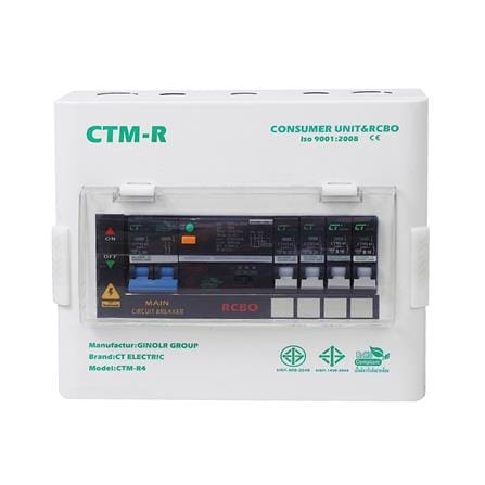 ชุดตู้คอนซูมเมอร์ยูนิต 4 ช่อง เมน 50 แอมป์ พร้อมกันไฟรั่ว/ไฟดูด CT ELECTRIC_0