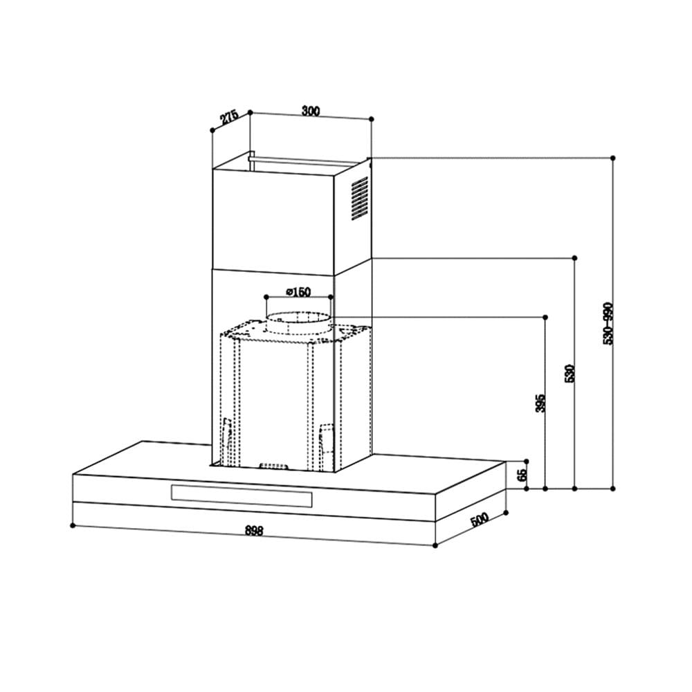 เครื่องดูดควันกระโจม MEX K634B90 90 ซม.
