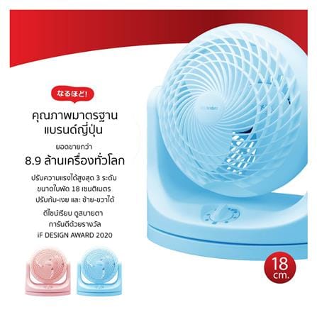 พัดลมพกพา IRIS OHYAMA PCF-MKM18 สีฟ้า_2