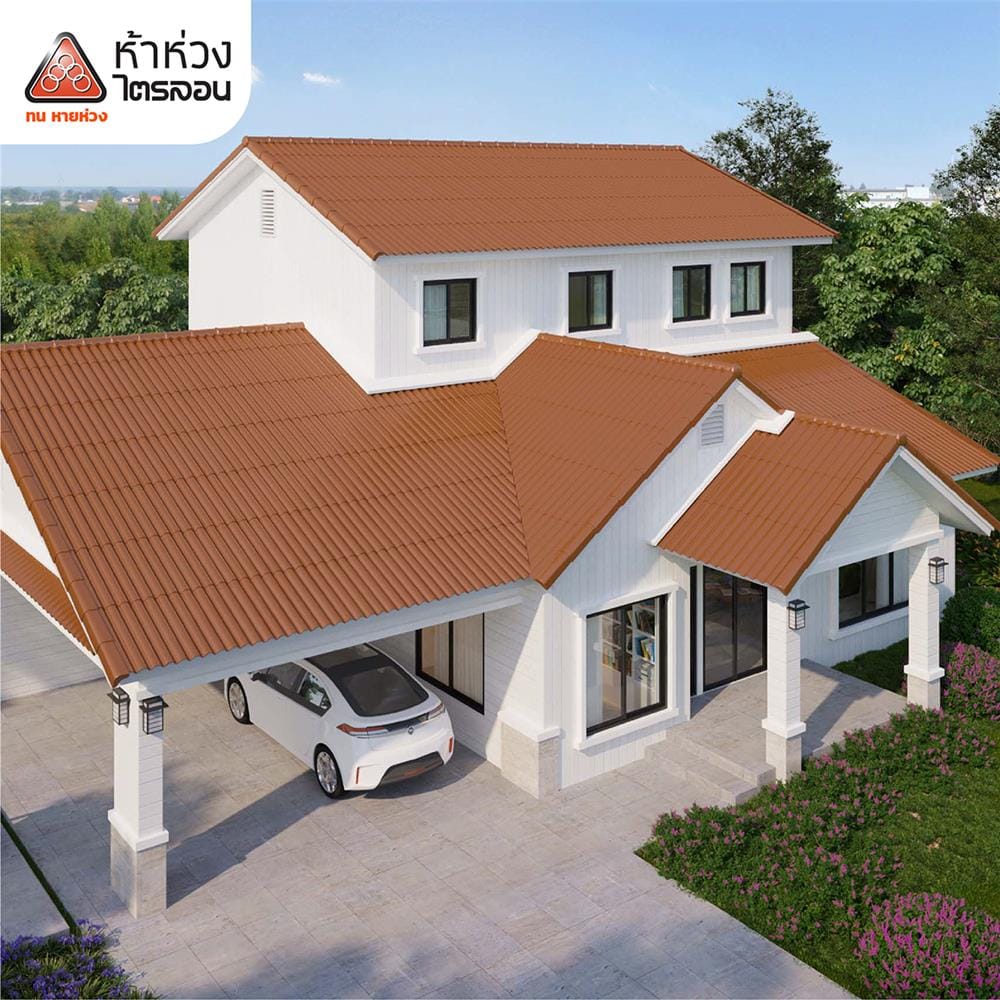 กระเบื้องหลังคาไตรลอน ห้าห่วง 0.5x50x150 ซม. สีส้มศิลาแลง