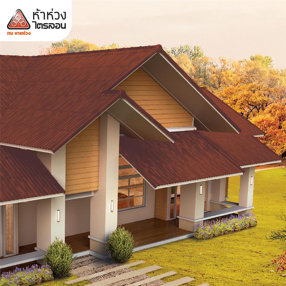 กระเบื้องหลังคาไตรลอน ห้าห่วง ดูอัลโทน 0.5x50x60 ซม. สีช็อคโกบราวน์