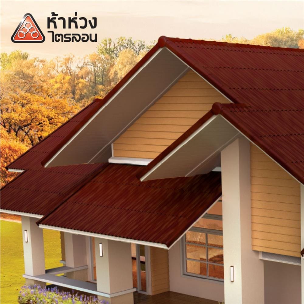 กระเบื้องหลังคาไตรลอน ห้าห่วง ดูอัลโทน 0.5x50x60 ซม. สีเรดเบอร์รี่