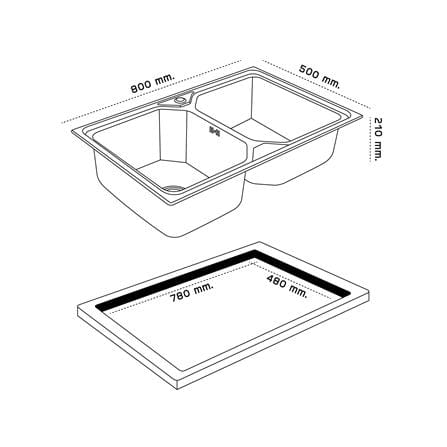 ซิงค์ฝัง 2 หลุม DYNA HOME DH-8050-B สีเงิน_3