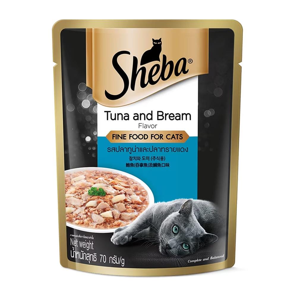 อาหารเปียกแมว SHEBA DELUXE TUNA AND BREAM FLAVOR 70 ก.
