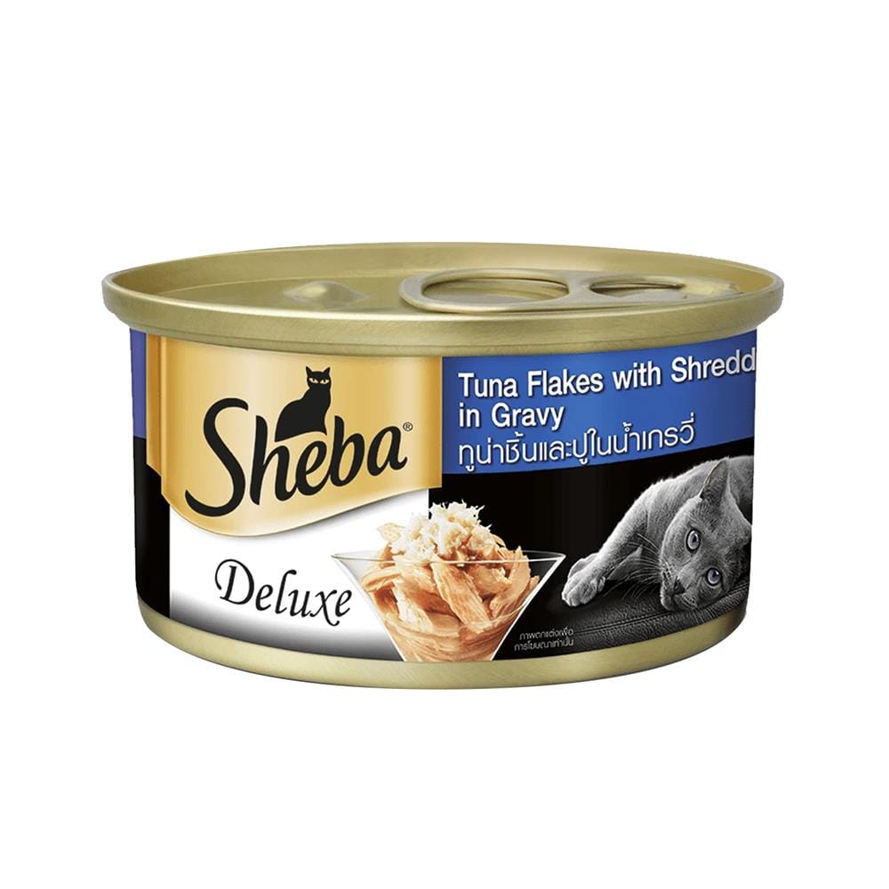 อาหารเปียกแมว SHEBA DELUXE TUNA FLAKES WITH SHREDDED CRAB IN GRAVY 85 ก.