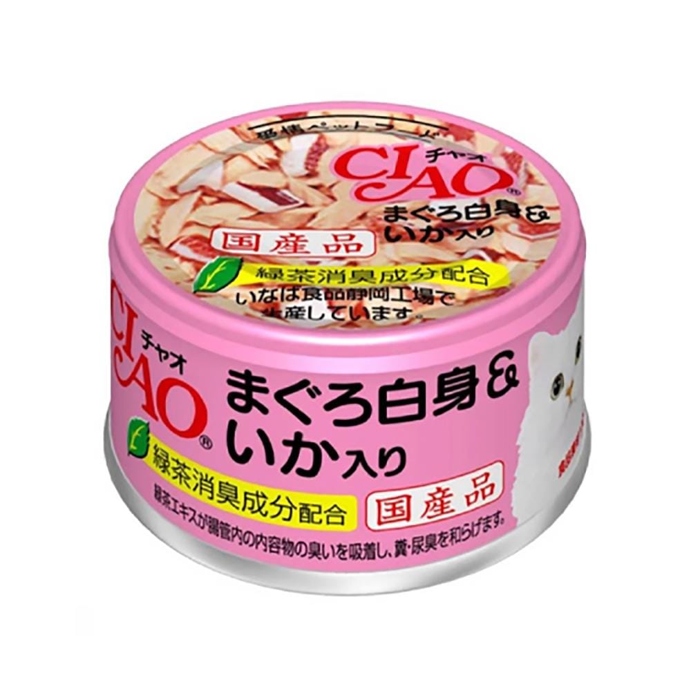 อาหารเปียกแมว CIAO WHITE TUNA AND SQUID 85 ก.