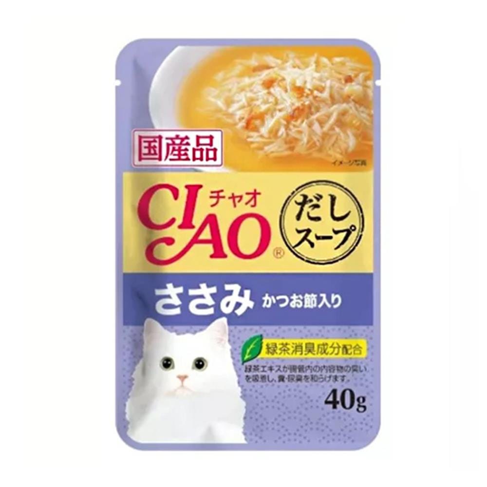 อาหารเปียกแมว CIAO SOUP CHICKEN FILLET TOPPING DRIED BONITO 40 ก.