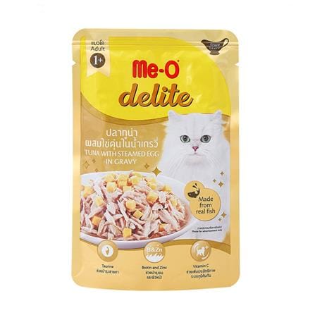 อาหารเปียกแมว MEO DELITE ปลาทูน่าผสมไข่ตุ๋นในเกรวี่ 70 ก._0