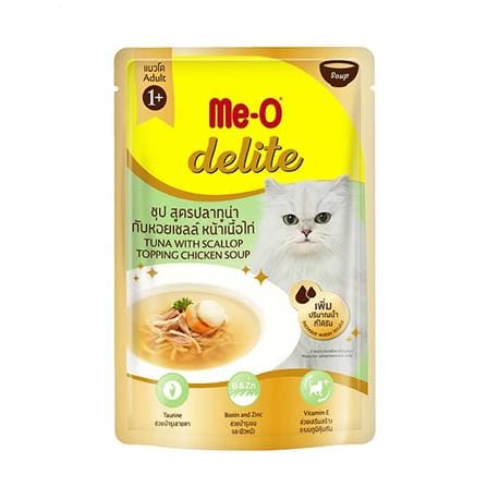 อาหารเปียกแมว MEO DELITE สูตรปลาทูน่ากับหอยเชลล์ หน้าเนื้อไก่ 70 ก.