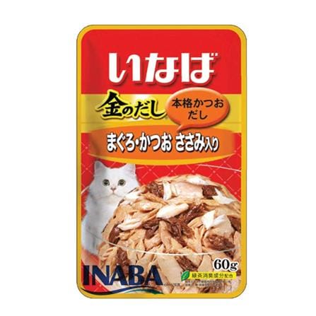 อาหารเปียกแมว INABA TUNA AND KATSUO IN JELLY TOPPING CHICKEN FILLET 60 ก._0